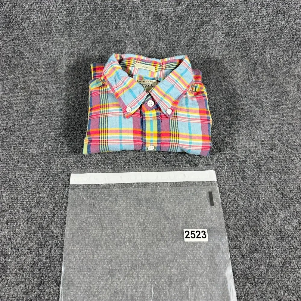 J Crew Indian Madras Shirt Mens M Slim Fit Plaid Button Down Mauritius G4188
